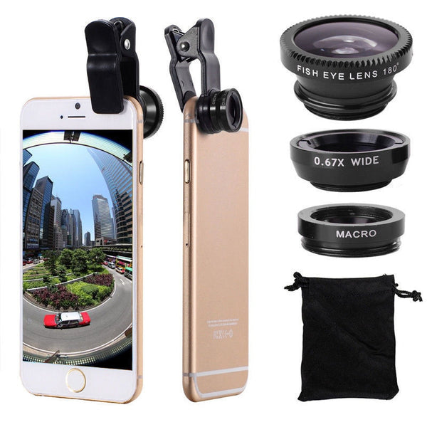 3-in-1 Wide Angle Mobile Phone Camera Fish Eye Lens
