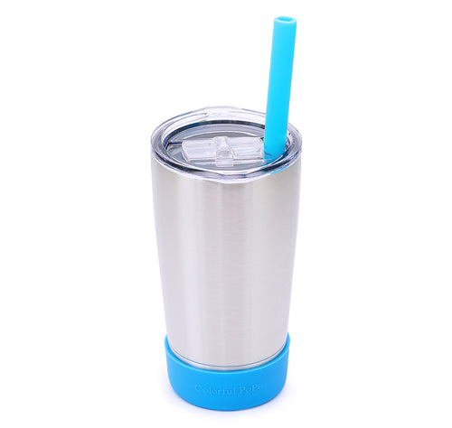 Tweevo Kids Tumblers with Spill-Proof Screw Lids - Kids Tumbler, 8.5 oz. -  Stainless Steel Kids Cups With Straws and Lids & Straw Brush