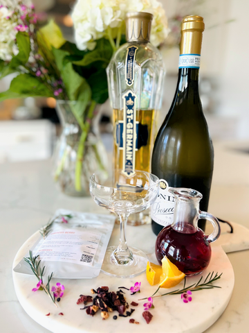 tea cocktail, dry wine, hibiscus, recipe