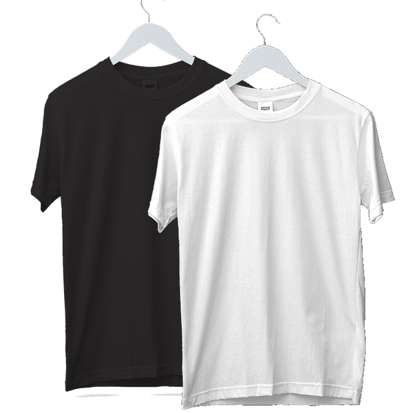 Half Sleeve Black And White Plain T Shirt Combo Pack Of 2 Bare Baggy