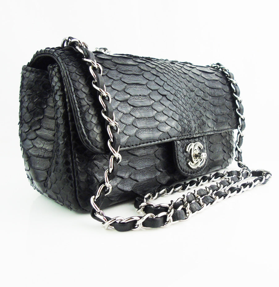 Rent Buy CHANEL Python Double Flap Bag Gold Hardware  MY WARDROBE HQ