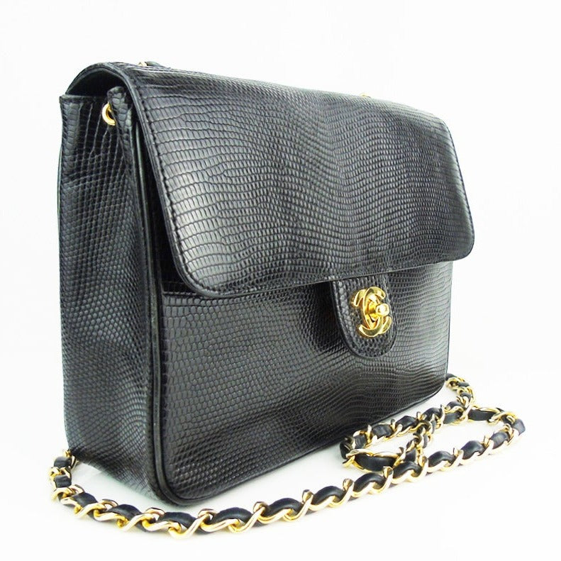 chanel lizard flap bag