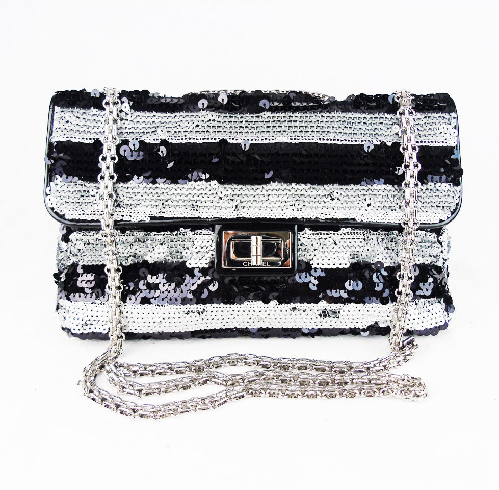 chanel white sequin bag