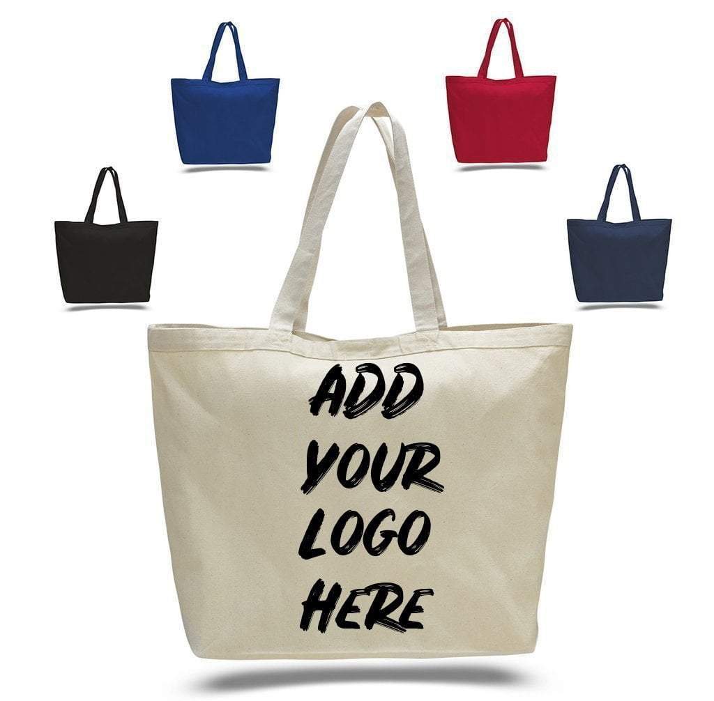 Custom Large Heavy Canvas Tote Bags With Hook And Loop Closure ...