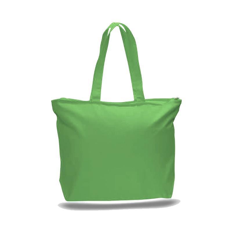 Custom Long Handles Heavy Zippered Canvas Tote Bag | BAGANDCANVAS.COM