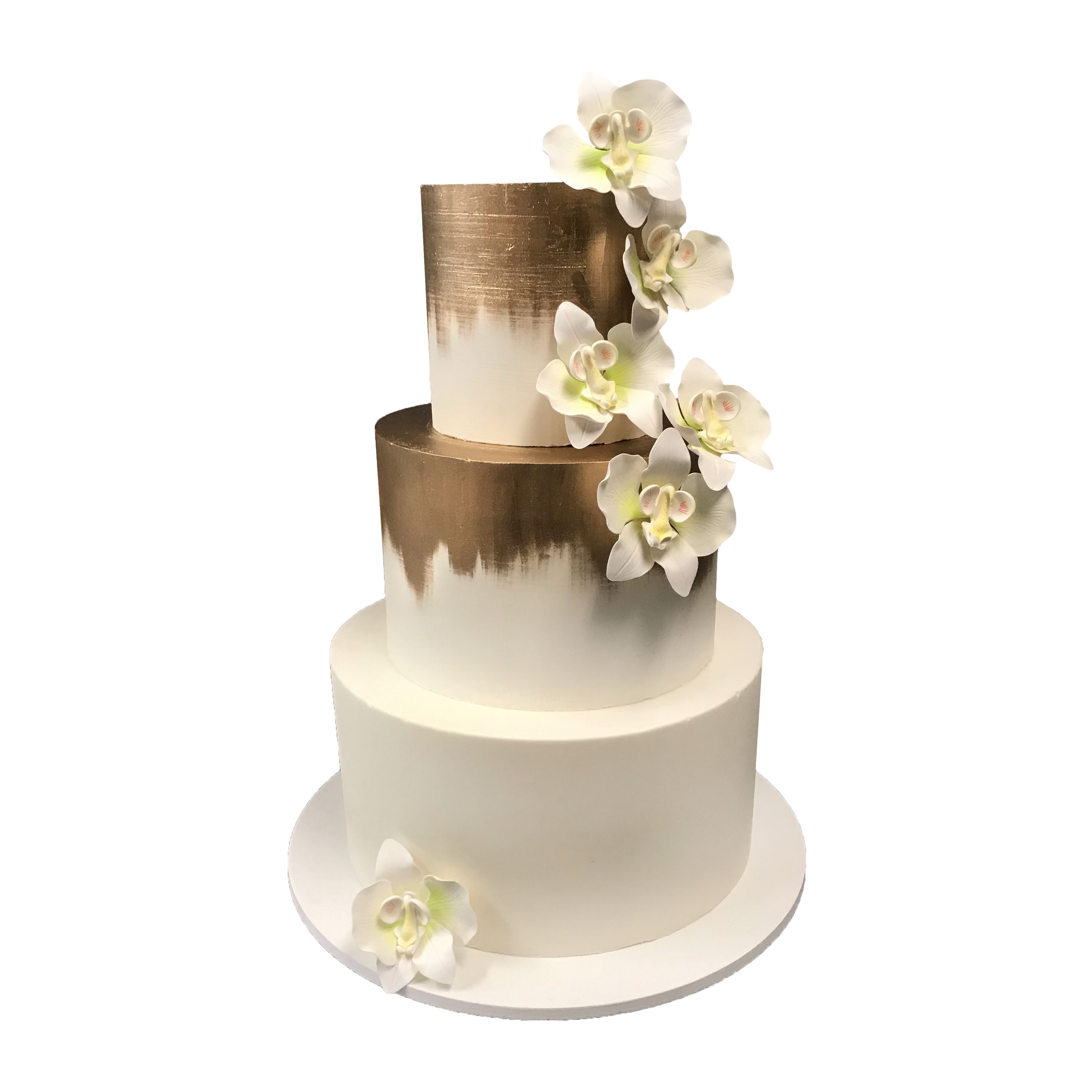 Marbleized, Gold and Black Fondant with Orchid - Empire Cake