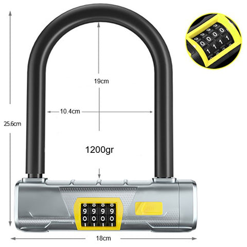Antivol u pour moto et scooter en acier verrouillage code 4 chiffres