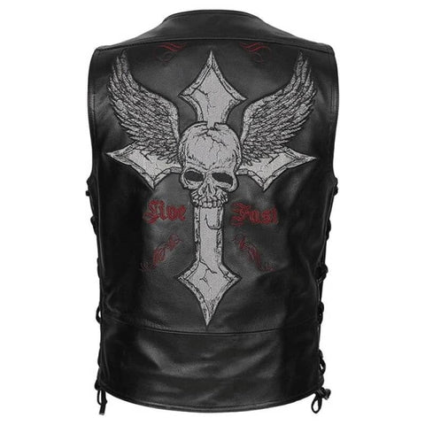 Gilet biker en cuir de vachette