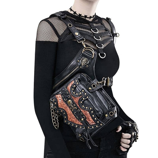 Sac de Jambe / Cuisse Moto pour Femme avec Tête de Mort