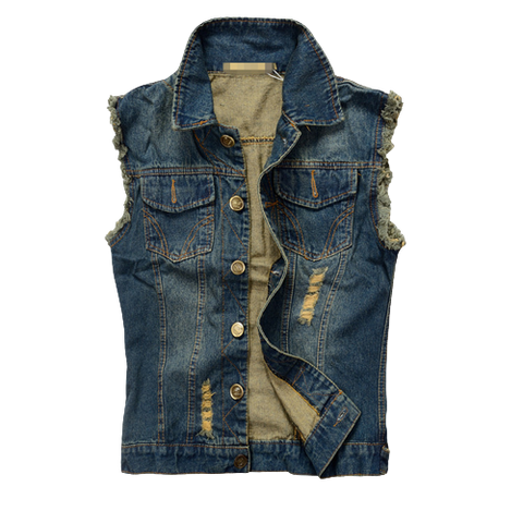 gilet jean sans manche biker