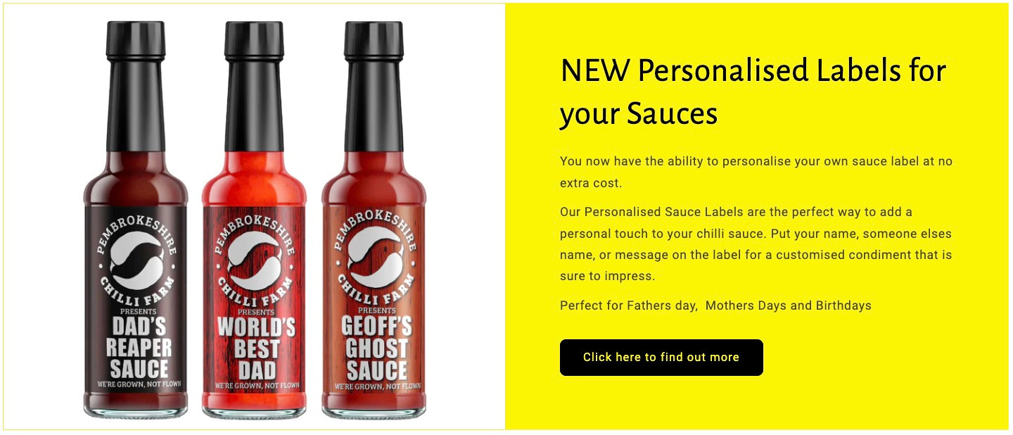 Personalised sauce labels range- brand new!