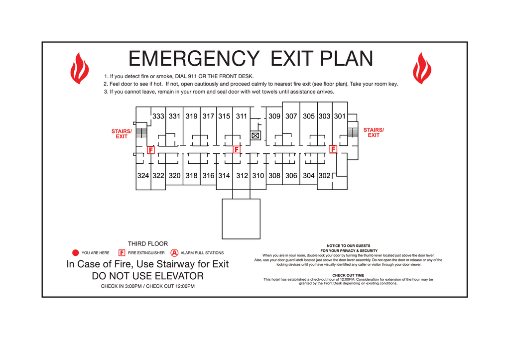 Quality Inn Emergency Exit Plan Only Available When Ordering A Full All Sign Systems