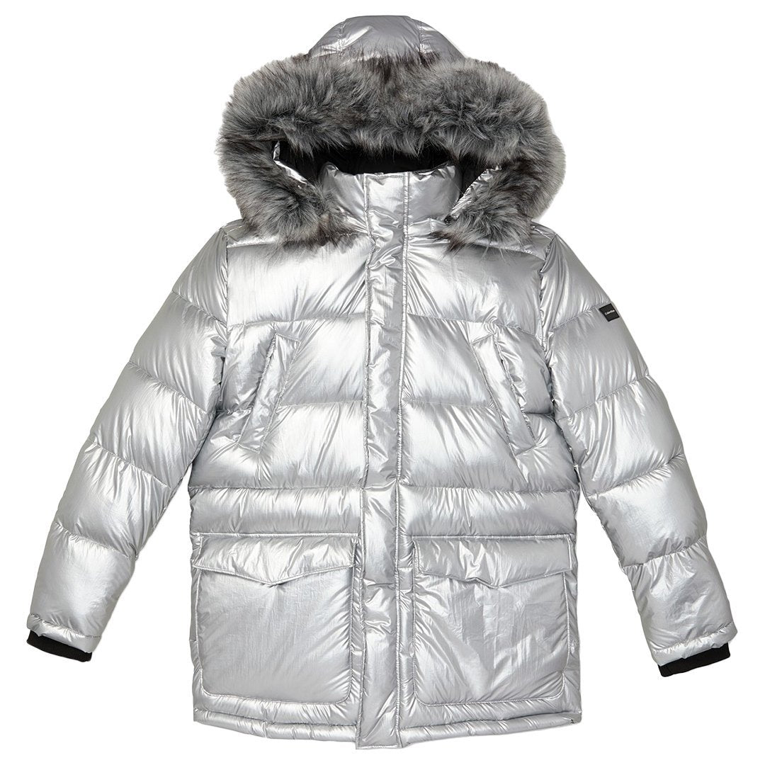 calvin klein metallic puffer jacket