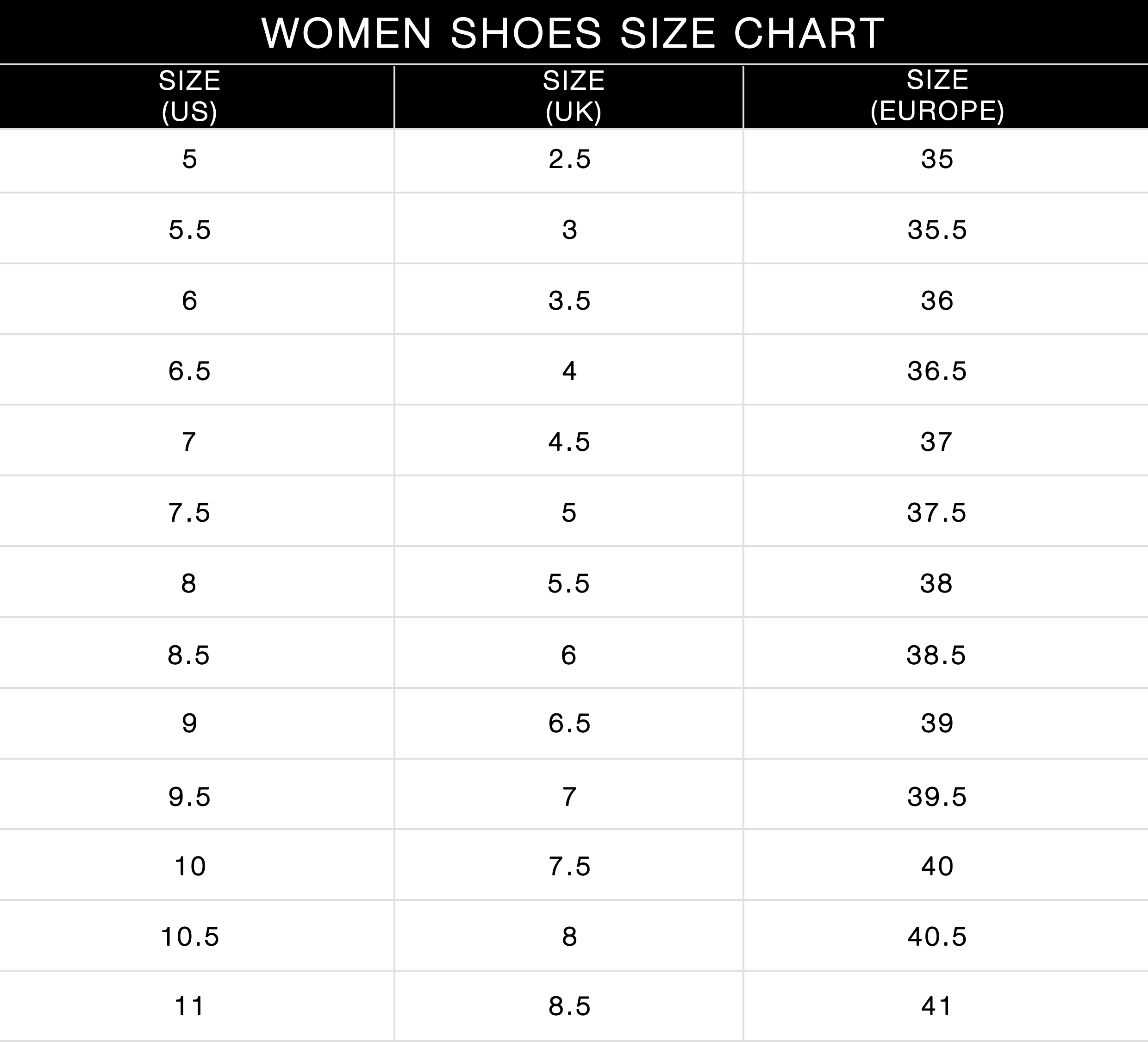 Michael Kors Shoe Size Chart