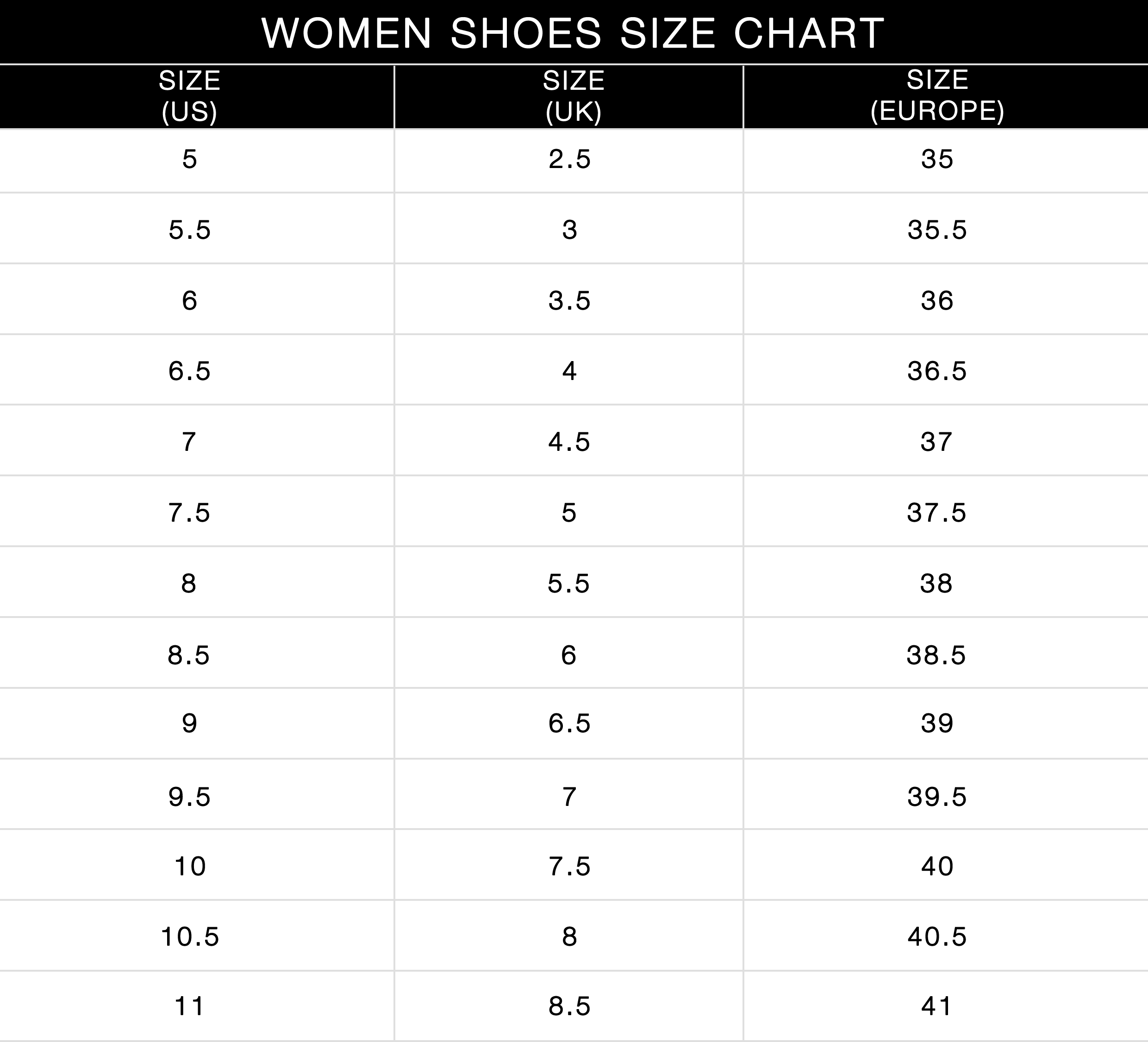 ralph lauren shoe size chart