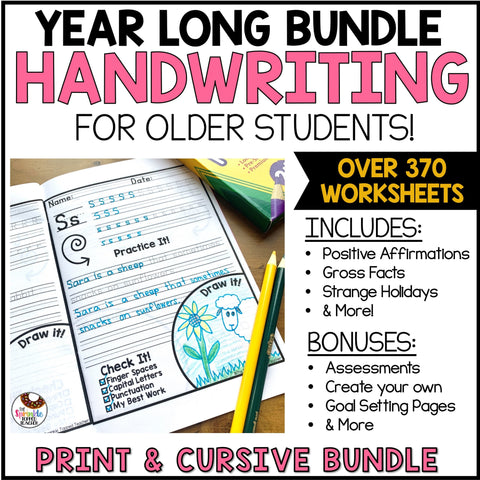 Year Long Handwriting Worksheets for Older Students - D'NEALIAN