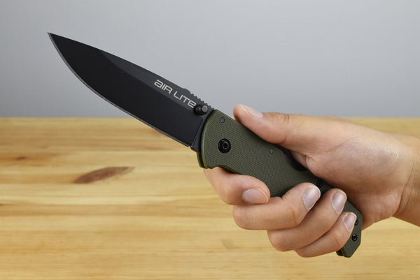 Cold Steel Air Lite Drop Point Black Folding Blade (AUS10A) (OD Green Handle)