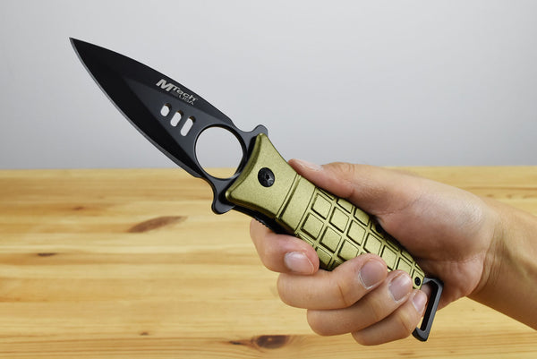 MTech MTA588 Grenade Linerlock Assisted Folding Blade (Green Handle)