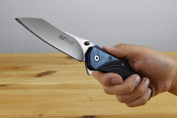 MTech MT1103 Framelock Folding Blade (Blue/Black Handle)