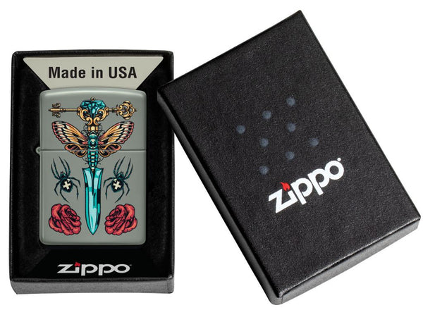 Zippo Skull 49860 Gothic Dagger Design Lighter