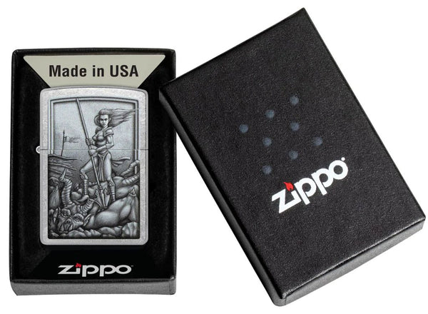 Zippo Chrome 48371 Medieval Mythological Design Lighter