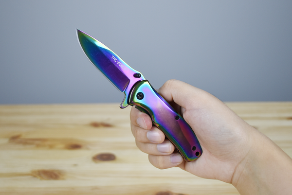 Tac Force 848 Titanium Finish Folder (Rainbow)