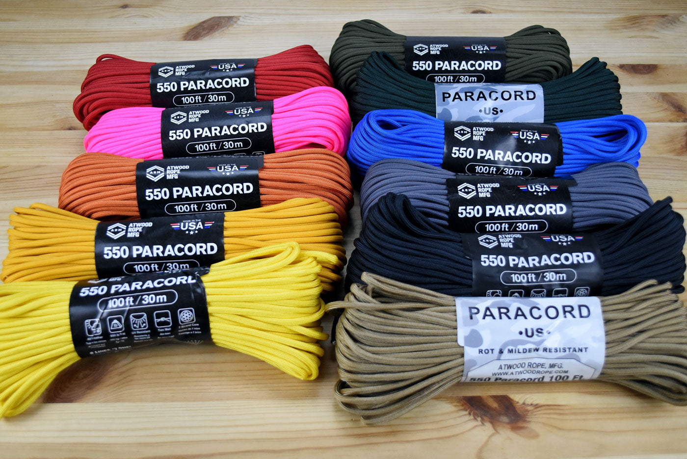 Atwood 550lbs Paracord 7 cores 100ft (Hunter)