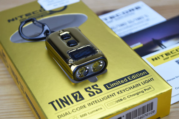 Nitecore TINI 2 SS Limited Edition Gold Keychain Rechargeable Flashlight (500 Lumens)