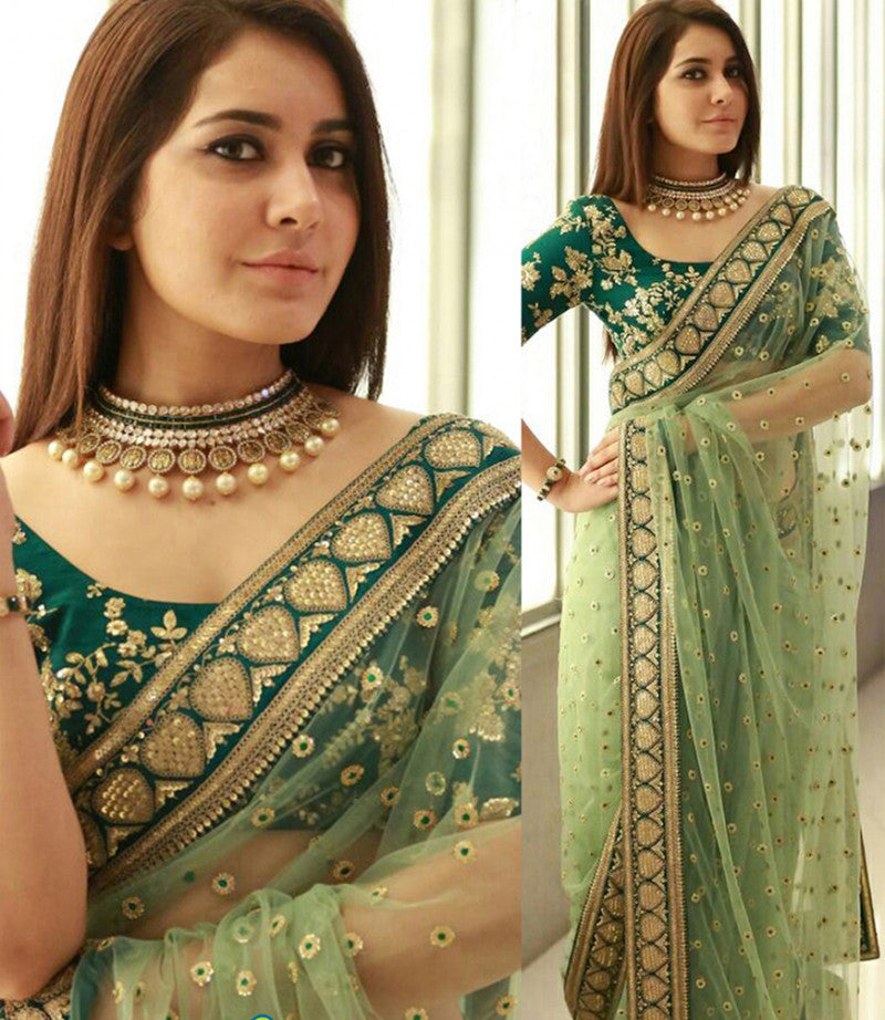 green saree party wear