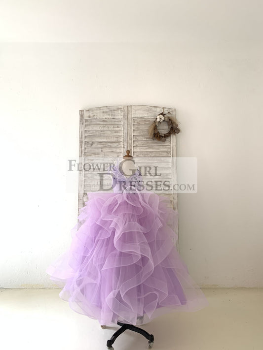 Off Shoulder Ivory Lace Tulle Straps Corset Back Horsehair Wedding Flo –  Flower Girl Dresses