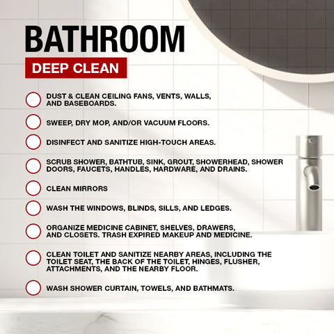 Bathroom Deep Clean Checklist for full Home deep cleaning list