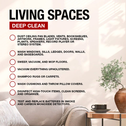 Living Space Deep Clean Checklist for deep clean home