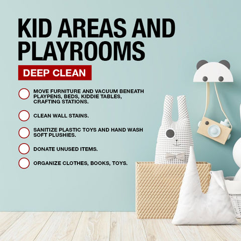 Kid Areas, Playrooms and Children Room Deep Clean Checklist for clean home