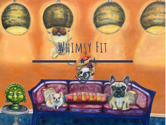 Whimsy Fit Salon Dogs sports bra with (Frenchie) French bulldog and Pomeranian