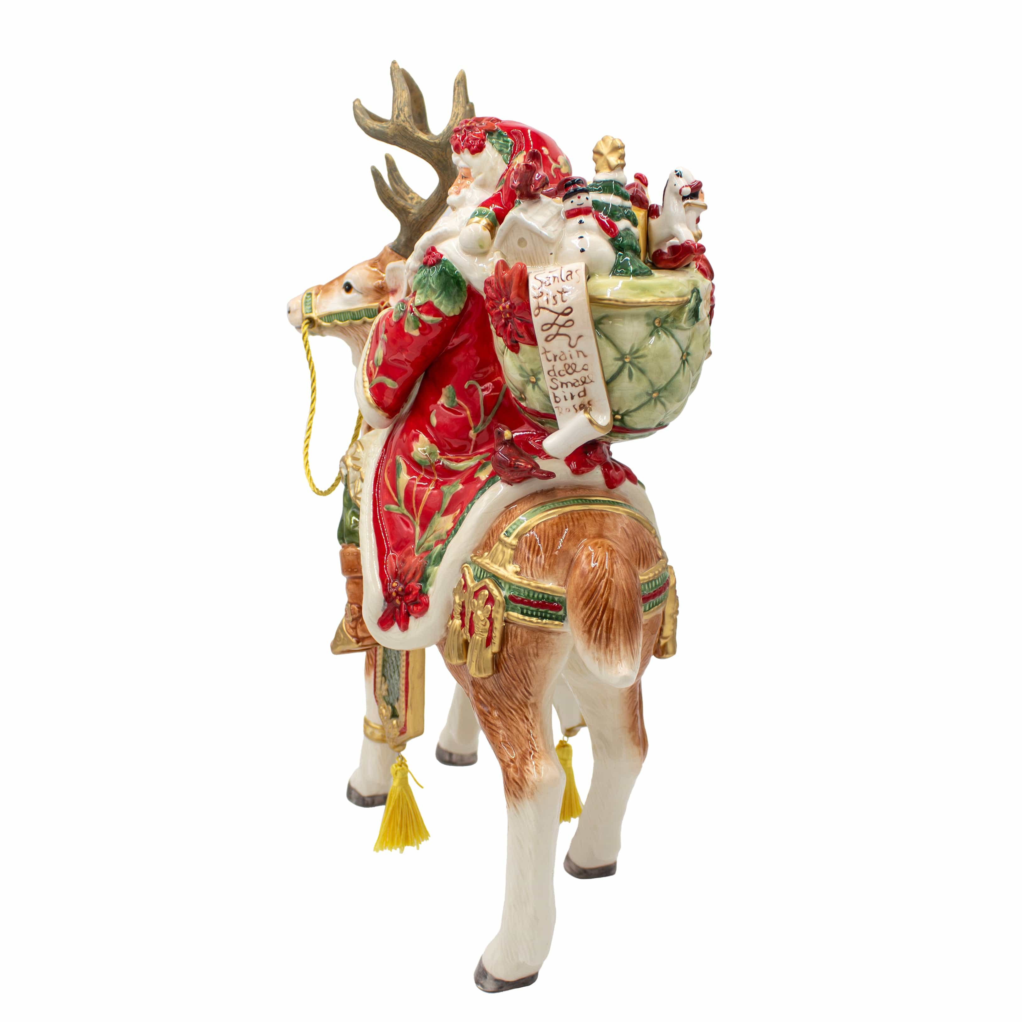 Cardinal Christmas Santa And Reindeer Figurine,16.5 IN