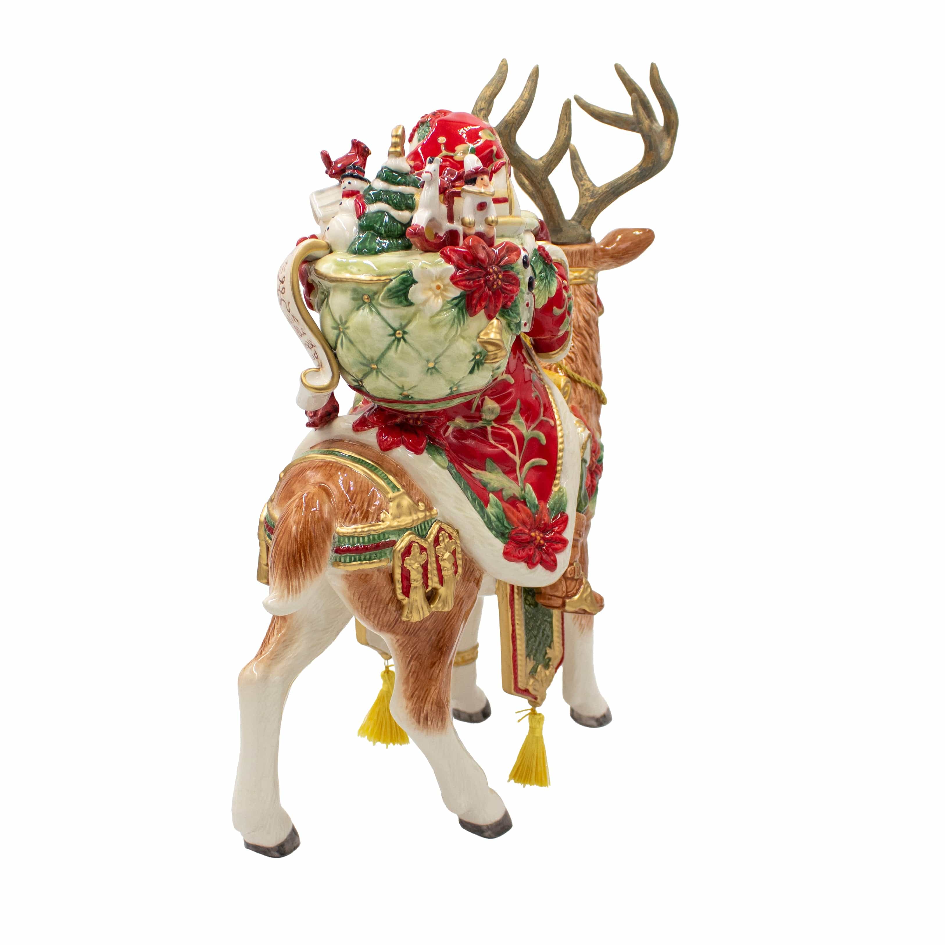 Cardinal Christmas Santa And Reindeer Figurine,16.5 IN