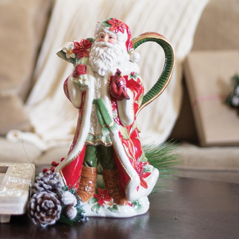 Cardinal Christmas Santa Pitcher