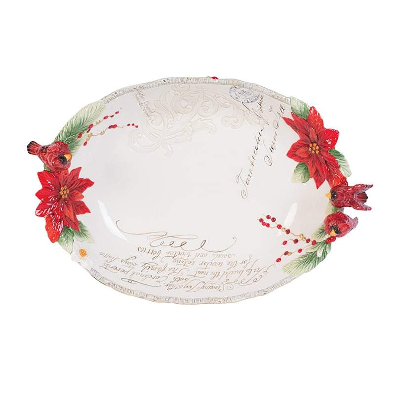 Cardinal Christmas Centerpiece Bowl
