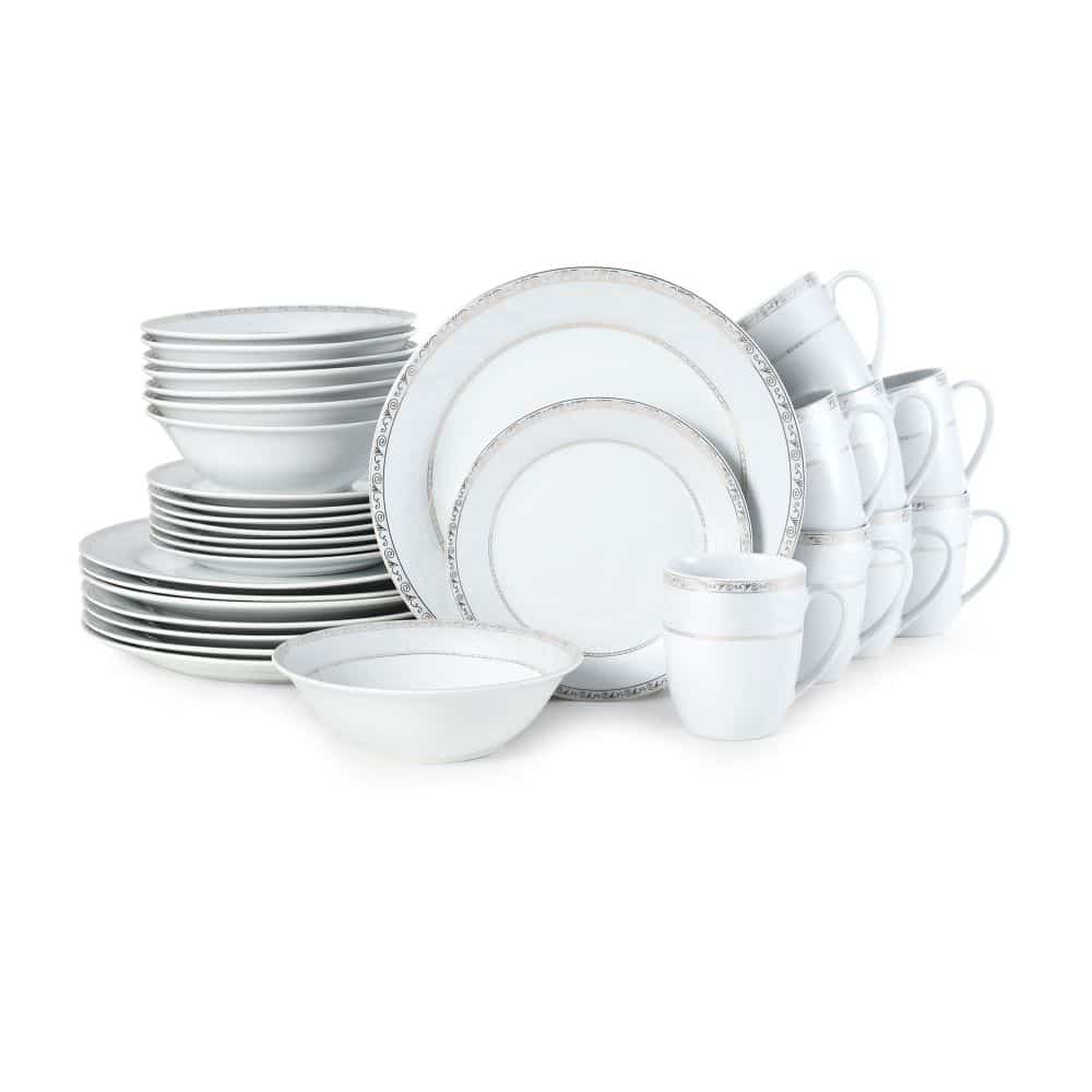 Gold Serif 32 Piece Dinnerware Set, Service For 8