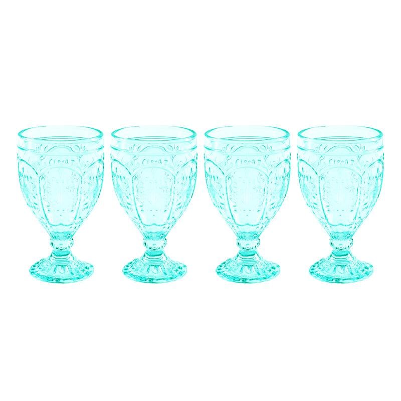 Trestle Goblets Set Of 4, Aqua