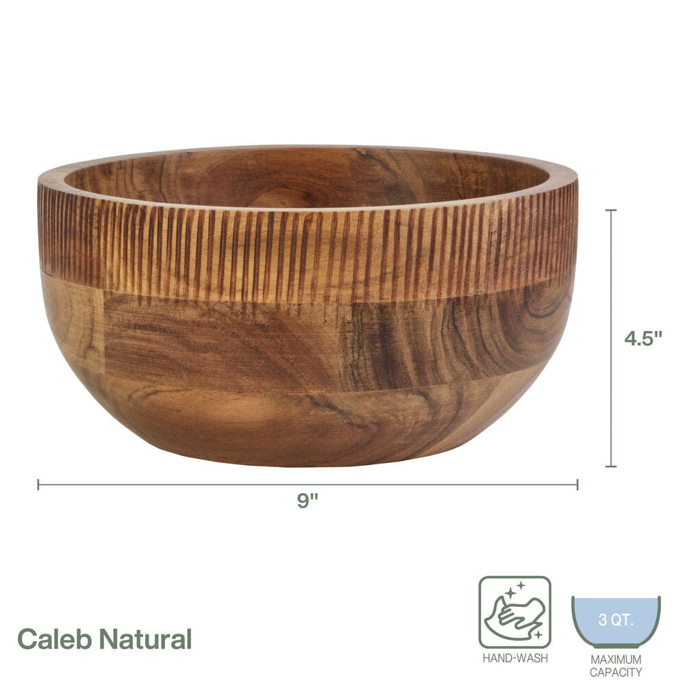 Caleb Acacia Wood Serve Bowl, 9 IN