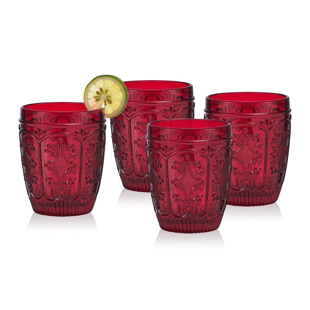 Trestle Double Old Fashioned Glasses Set Of 4, Red