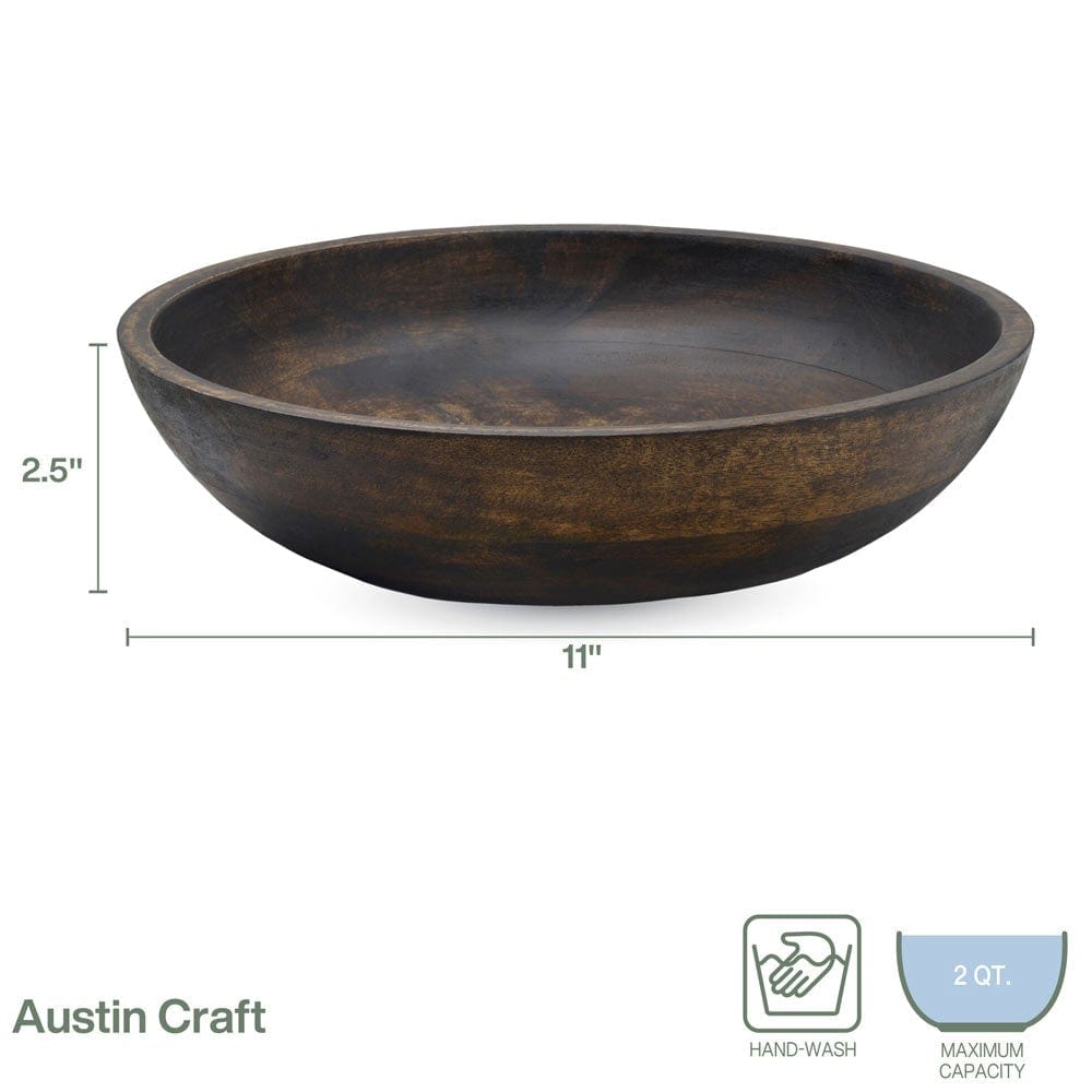 Austin Craft Mango Wood Serve Bowl, Espresso