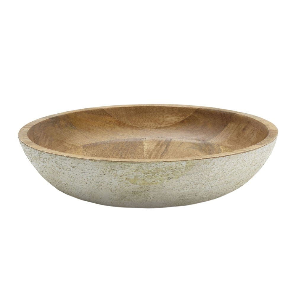 Austin Craft Mango Wood Serve Bowl, White