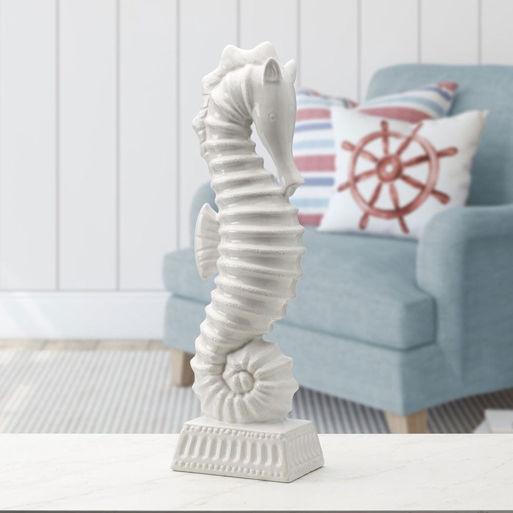 Coastal Home White Seahorse Figurine 16.75 IN