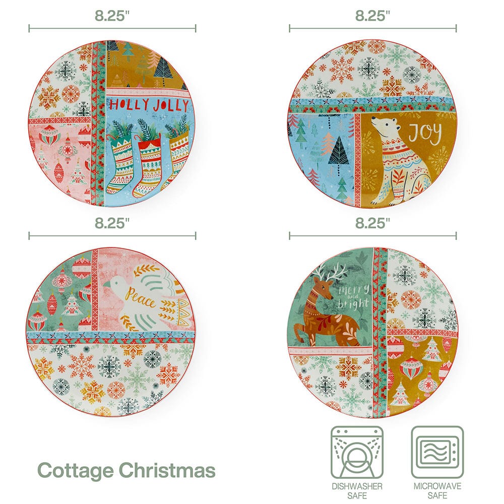 Cottage Christmas Set Of 4 Appetizer Plates