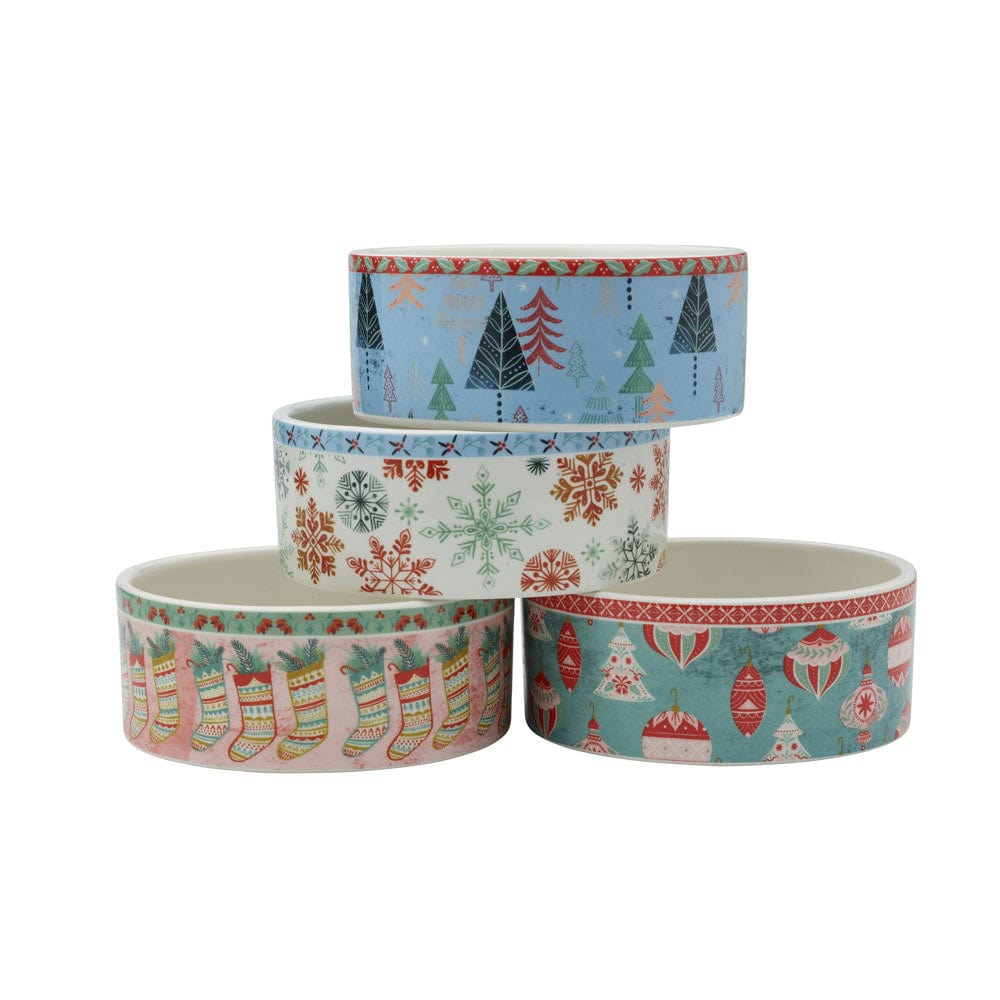 Cottage Christmas Set Of 4 Snack Dessert Bowls