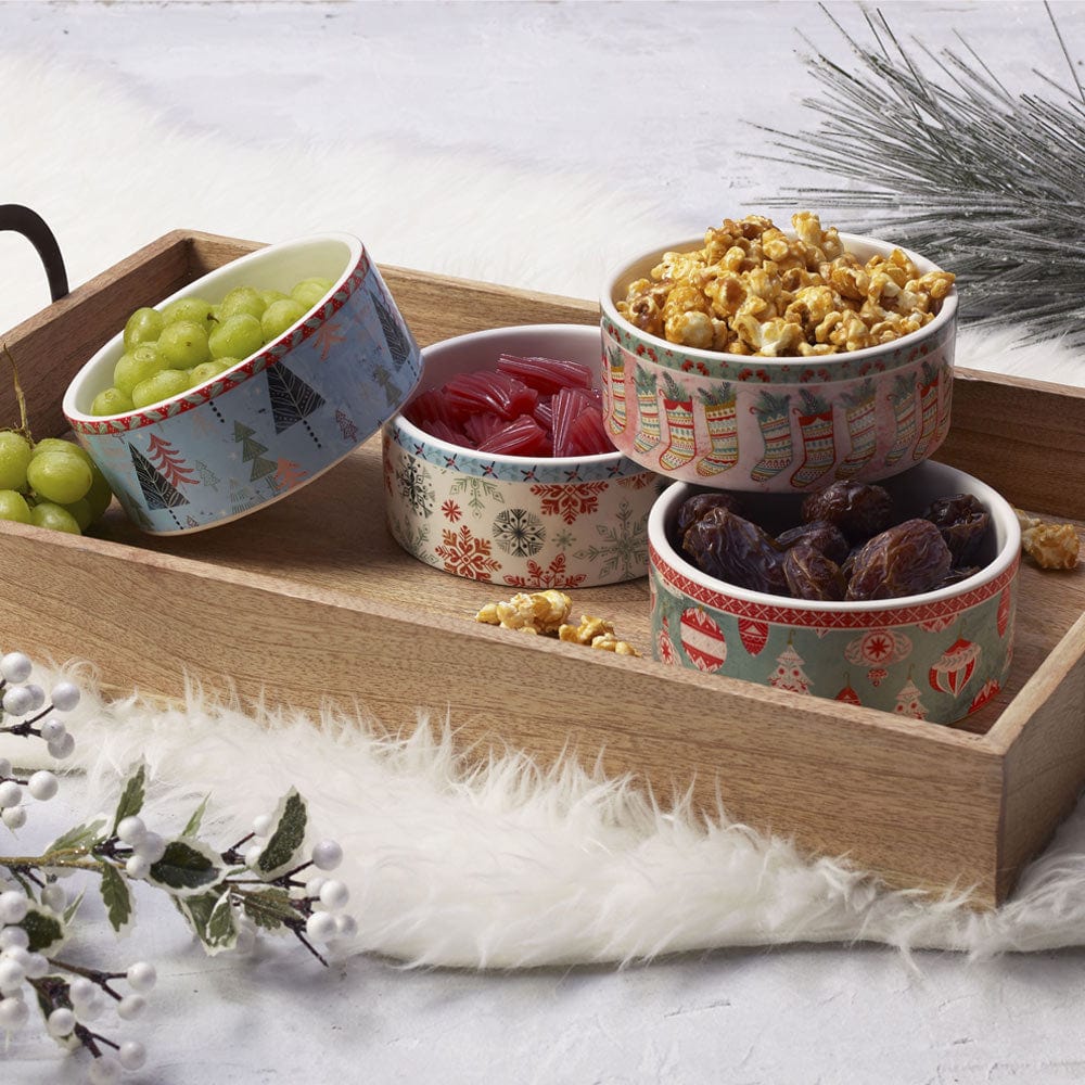 Cottage Christmas Set Of 4 Snack Dessert Bowls