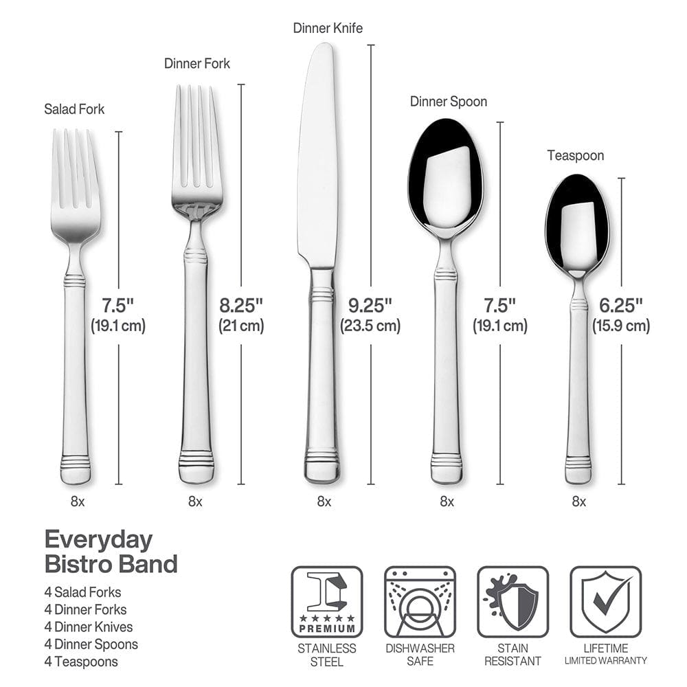 Everyday Bistro Band 20 Piece Flatware Set, Service For 4