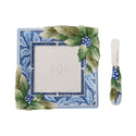 Fitz and Floyd Holiday Home Blue 6½-Inch Appetizer Plate and Spreader Set